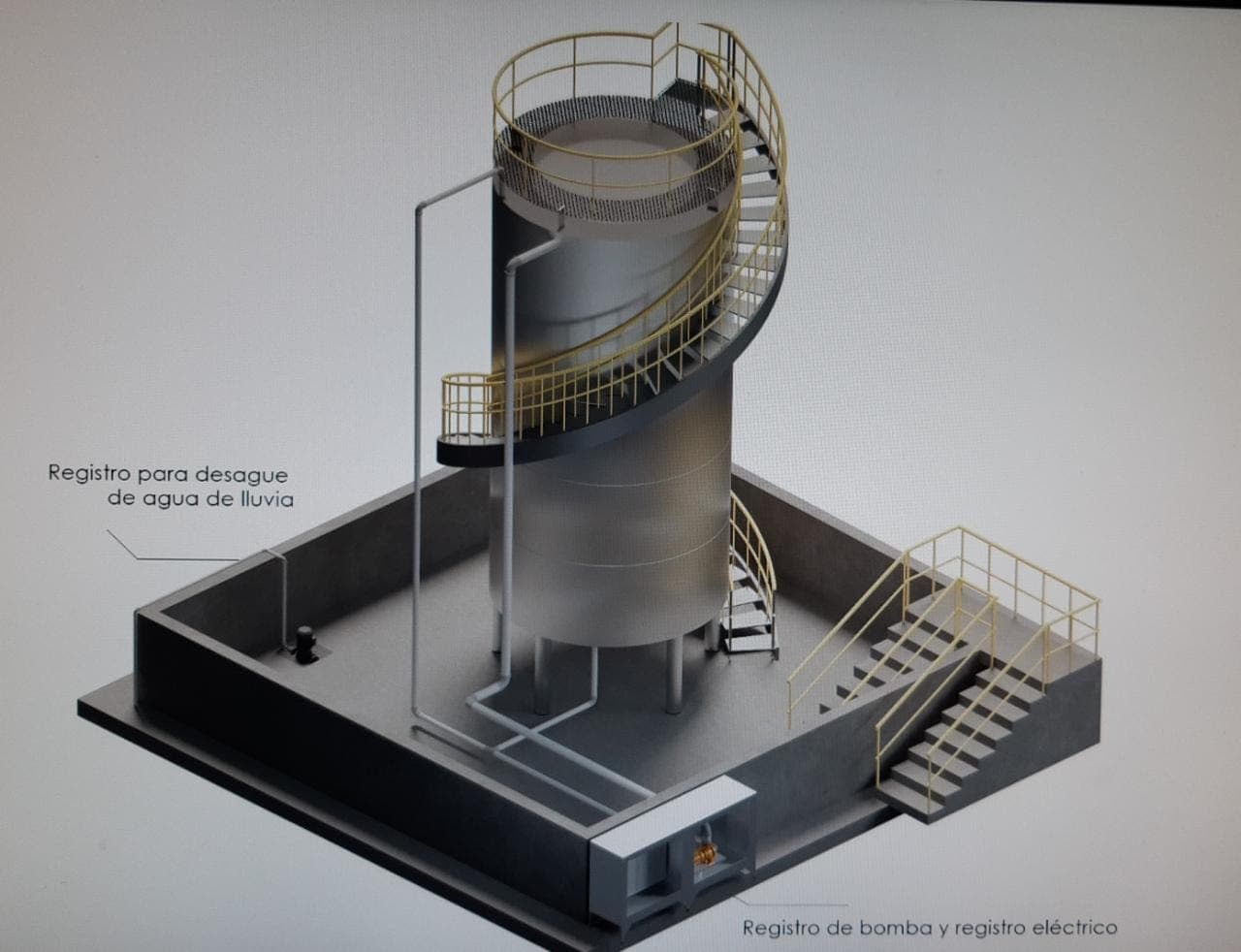 Tanque de 45 metros cúbicos para ácido fosfórico en Puerto de Veracruz, proyecto BIM desarrollado por Proyecta Paxtián
